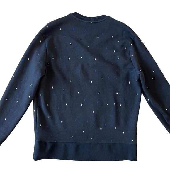 ZARA Men's Ski Sweater Medium Knit Navy Blue Polka Dot Streetwear 4087/401 - Picture 7 of 13